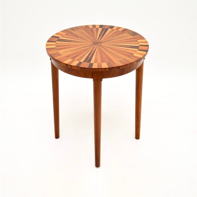 Mid-Century Modern Vintage French Inlaid Starburst Side Table, 1950s For Sale - Image 3 of 9