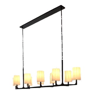 Rh Wright Linear Chandelier by Ian K. Fowler | 72" Hammered Iron For Sale