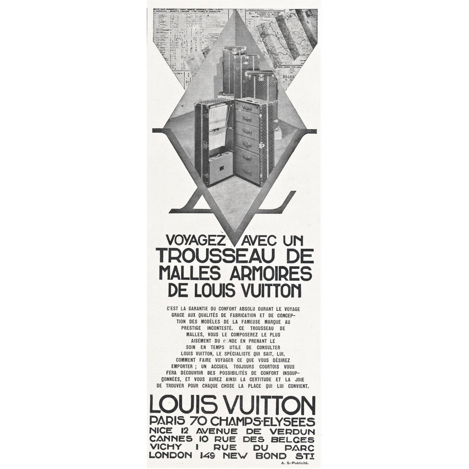 LOUIS VUITTON vintageポスター Matted Vintage Art Deco Louis Vuitton Trunk Print | Chairish