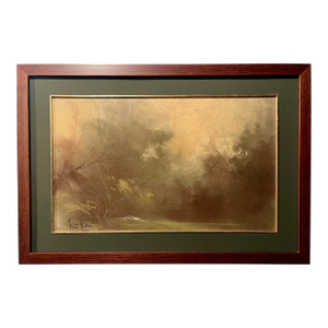 Vintage Original Pastel Landscape Painting Signed & Framed With Museum Glass