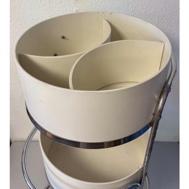 Mid-Century Chrome & White 2-Tier Rolling Trolley For Sale - Image 6 of 7