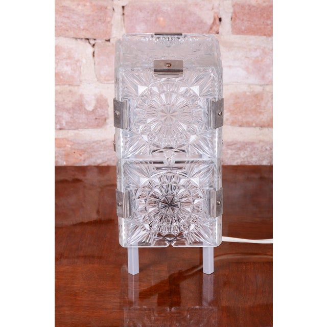 Mid-Century Modern Mid-Century Czech Glass Table Lamp attributed to Kamenický Šenov, 1950s For Sale - Image 3 of 13