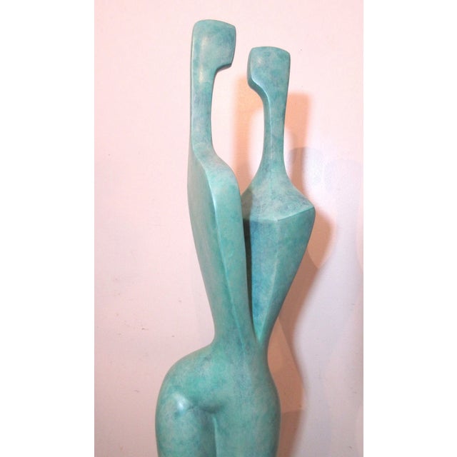 Bronze 1980s Huge Modern Itzik Benshalom Figural Nude Couple Marble Patinated Bronze Statue For Sale - Image 8 of 10