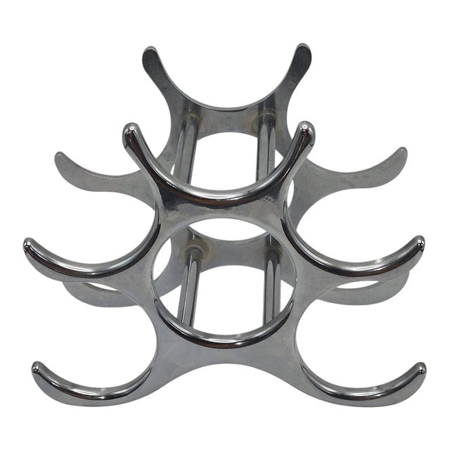 Late 20th Century Eichholtz Alboran Attributed Style Polished Aluminum Six Bottle Modern Wine Rack For Sale