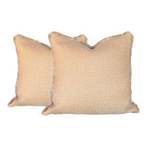 Jute Pillows With Fringe Trim - A Pair