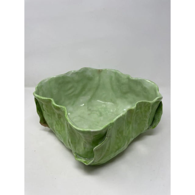 Wannopee Lettuce Leaf, Trade Mark, Majolica 1901-1903 Pottery Bowl For Sale - Image 9 of 11
