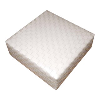 Woven Leather Ottoman Low For Sale