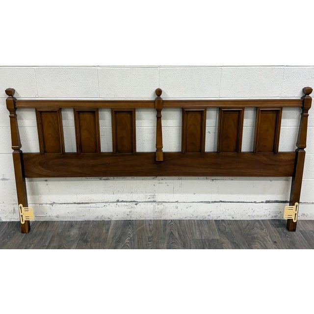 Vintage King Size Traditional Federal Style Raised Recessed Panel Headboard For Sale - Image 4 of 11