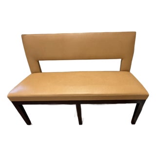 Christian Liaigre Leather Bench – Modern Minimalist Design in Saddle‑Stitched Hide For Sale