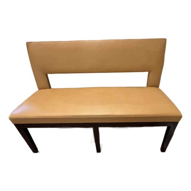 Christian Liaigre Leather Bench – Modern Minimalist Design in Saddle‑Stitched Hide For Sale
