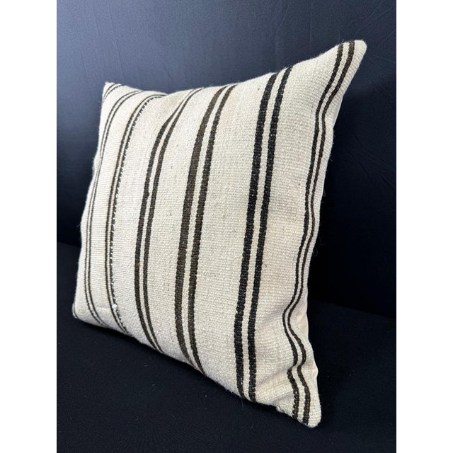 Contemporary Turkish Hemp Pillow Cushion Natural Beige Dark Brown Pillow Cushion Cover 20x20 For Sale - Image 3 of 4