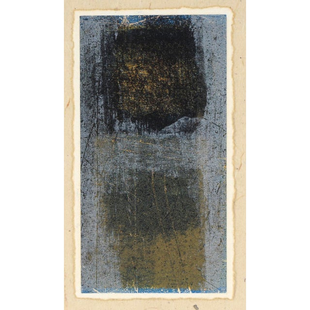 Abstract Color Field Lithograph in Pale Blue and Brown by American Beat artist Will Peterson (1928-1994.) This lithograph...