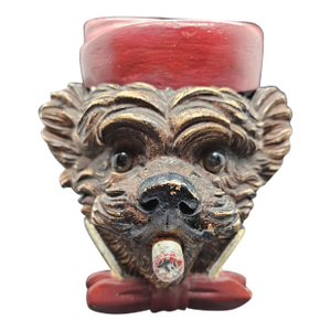 Vintage Scottie Head Tobacco Jar With Glass Eyes