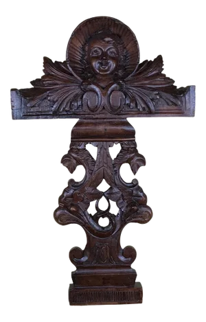 Antique 1900s Italian Hand Carving Wood Wall Hanging