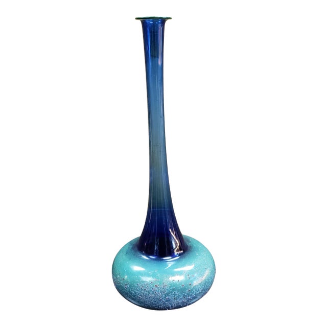 1988 Andrew Jackson Pollack Art Glass Bottle Vase | Chairish