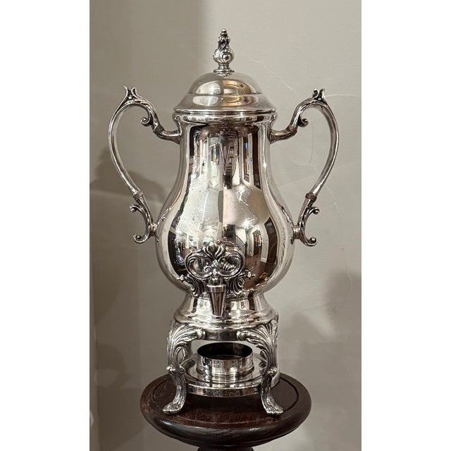 Victorian Vintage F B Rogers Silverplate Coffee Urn Samovar With Burner For Sale - Image 3 of 10