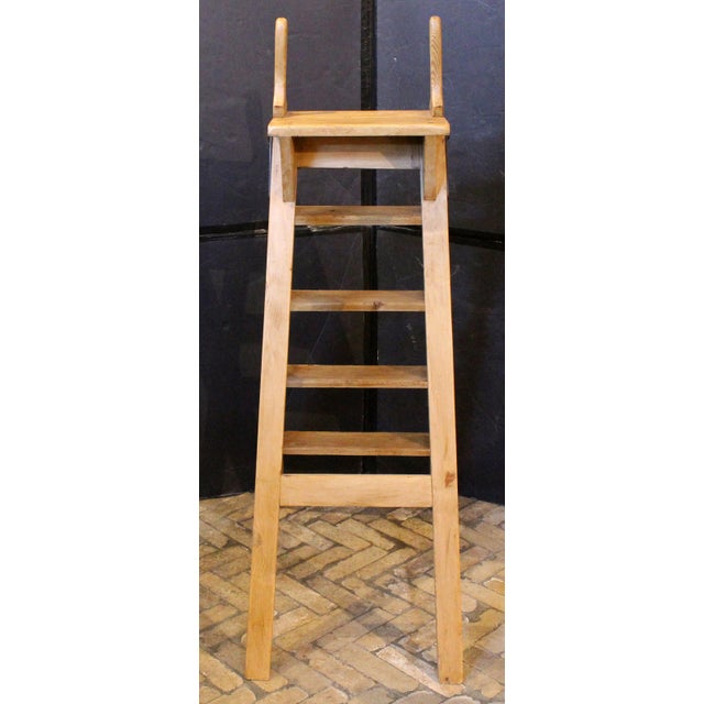Early 20th Century Circa 1900 English Stripped Pine Shop Keeper's Ladder For Sale - Image 5 of 5