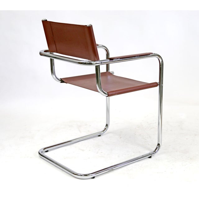 Marcel Breuer Bauhaus Cantilever Leather & Chrome Tube Frame Chair