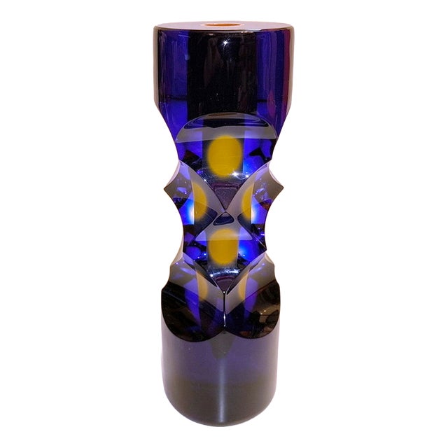 Sculptural Optical Art Glass Vase by Milan Macháček for Princ, Czech Republic, 1990s For Sale