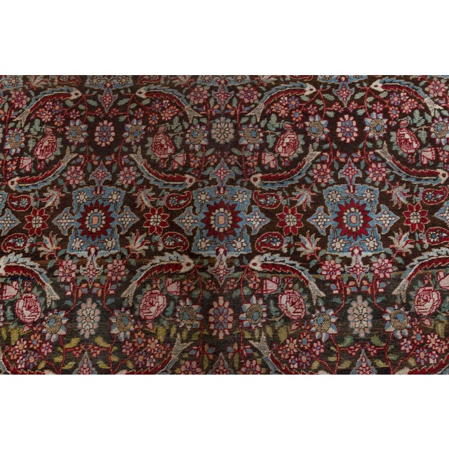 1900 - 1909 Antique Persian Tabriz Botanic Handmade Wool Rug For Sale - Image 5 of 8