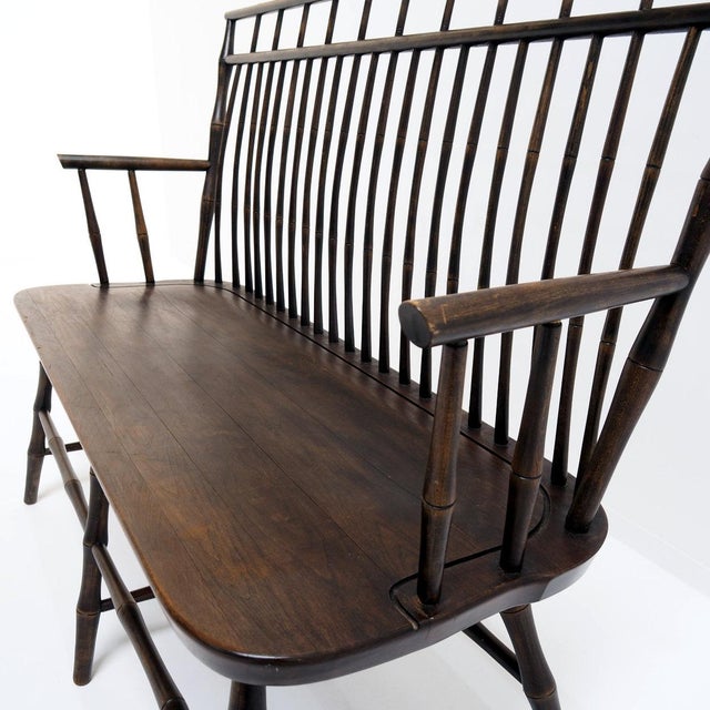 Vintage Wooden Spindle Back Settee in Faux Bamboo, 1960s For Sale - Image 4 of 9