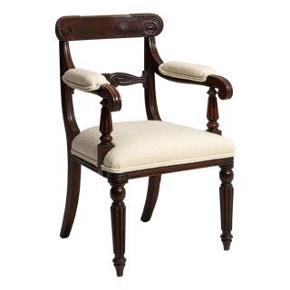 19th Century William IV Carver Armchair With Upholstered Seat & Arms For Sale