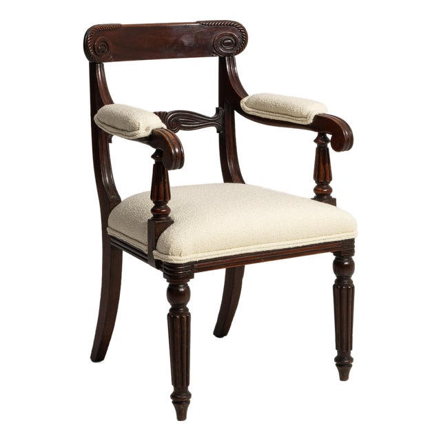 19th Century William IV Carver Armchair With Upholstered Seat & Arms For Sale