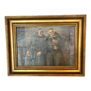 19th Century Monks Oil on Canvas Painting