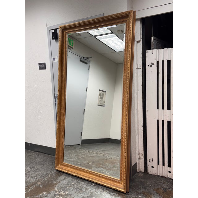 Traditional Bespoke Giltwood Beveled Floor Mirror For Sale - Image 3 of 12