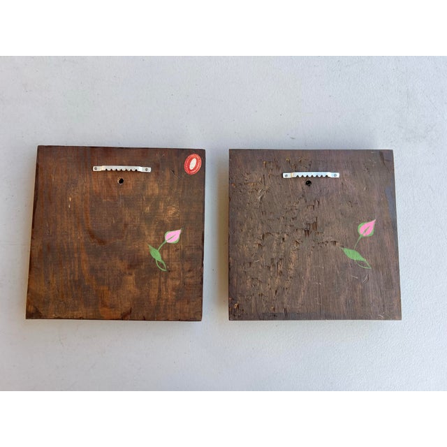 Mid Century Wood carved Mexican art Mango and Avocado. 2 wood pieces measuring about 8” x 8”. Ready to hang. Marked by...