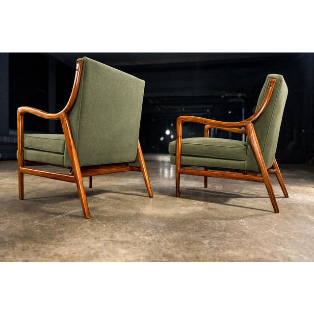 Giuseppe Scapinelli Pair of Sculptural Armchairs by Giuseppe Scapinelli in Caviúna Wood & Mohair, Brazil, 1950s For Sale - Image 4 of 15