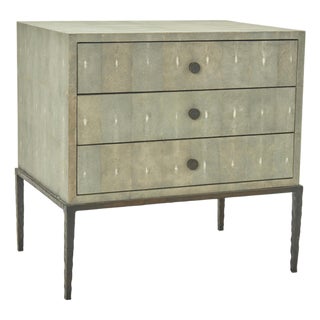 Ironies “Breton” Wide Faux Shagreen Three-Drawer Bedside Table / Commode For Sale