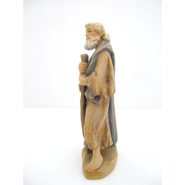 Farmhouse Anri Italy Ulrich Bernardi Shepherd With Stick Nativity Manger Figurine For Sale - Image 3 of 7