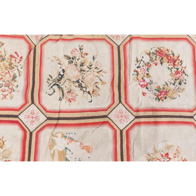 Red Antique English Needlepoint Rug For Sale - Image 8 of 13