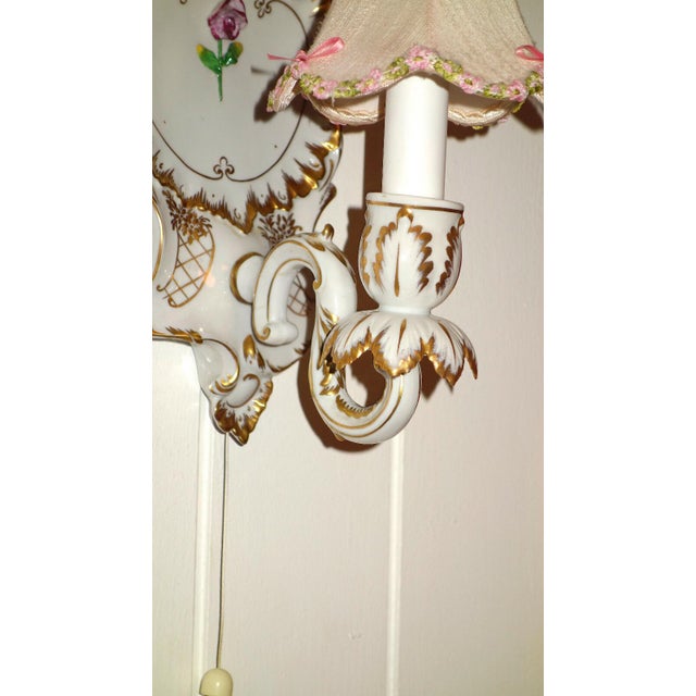 Hand-Painted Porcelain Wall Lamps from Potschappel Dresden, 1960s, Set of 2 For Sale - Image 6 of 8