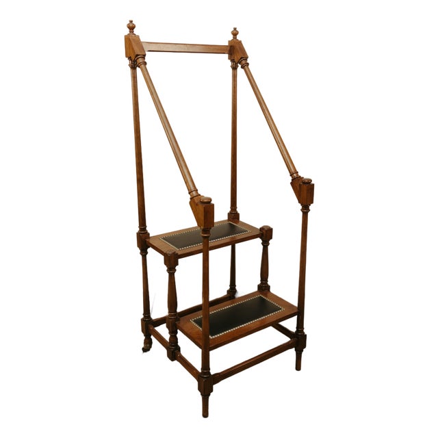 Wood Library Step Stand For Sale