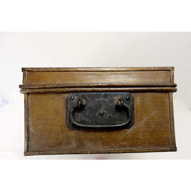 Hand Made Antique Mid 19th Century Grain Painted Steel Cash & Document Box For Sale In Boston - Image 6 of 13