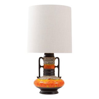 20th Century German Orange Fat Lava Ceramic Table Lamp For Sale
