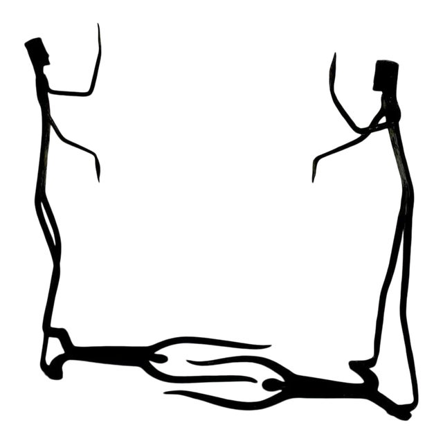 Late 20th Century Wrought Iron Walking Man and Shadow Bookends - a Pair For Sale