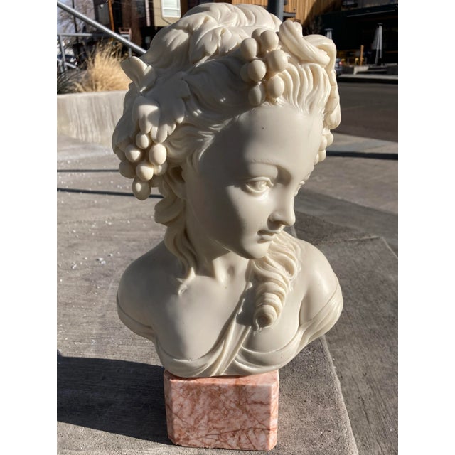 Bust of 19th Century French Woman on Cube Marble Mount After Grinam Niam Paris For Sale In Denver - Image 6 of 13