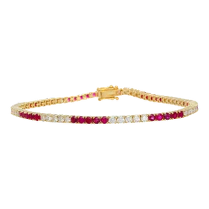4.4 Carat Ruby and Diamond Box Tennis Bracelet in 14k Gold