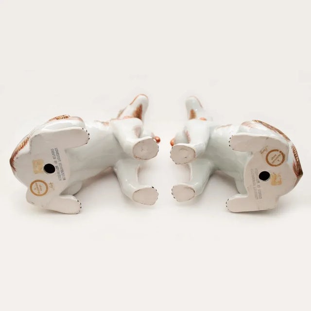 Chocolate Vintage Reproduction of 18th Century Chinese Export Porcelain Dog Figurines by Mottahedeh - a Pair For Sale - Image 8 of 13