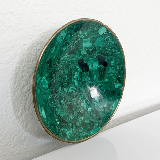 Mid 20th Century Malachite & Brass Bowl, 1970s For Sale - Image 5 of 9