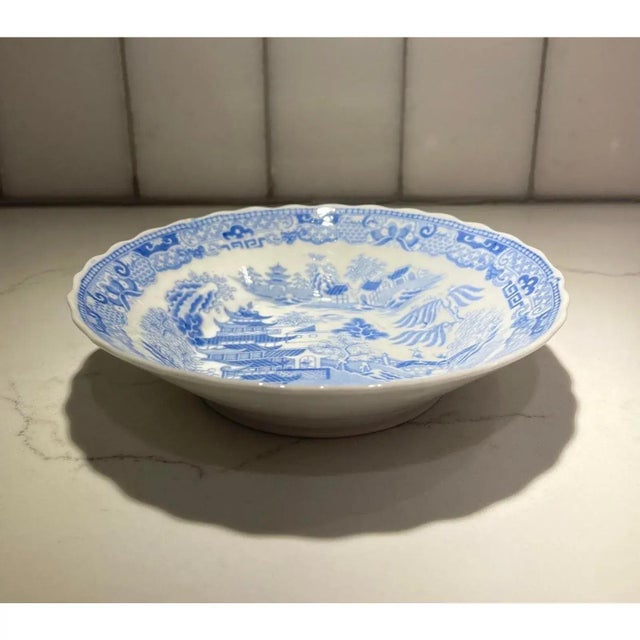 Chinoiserie Antique Blue & White Chinoiserie Decorative Bowl For Sale - Image 3 of 8