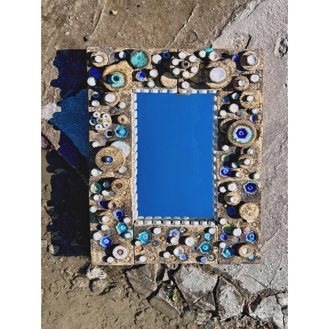 Rectangular Brutalist Studio Ceramic Wall Mirror with Abstract Ceramic Relief, Germany, 1960s For Sale - Image 17 of 18
