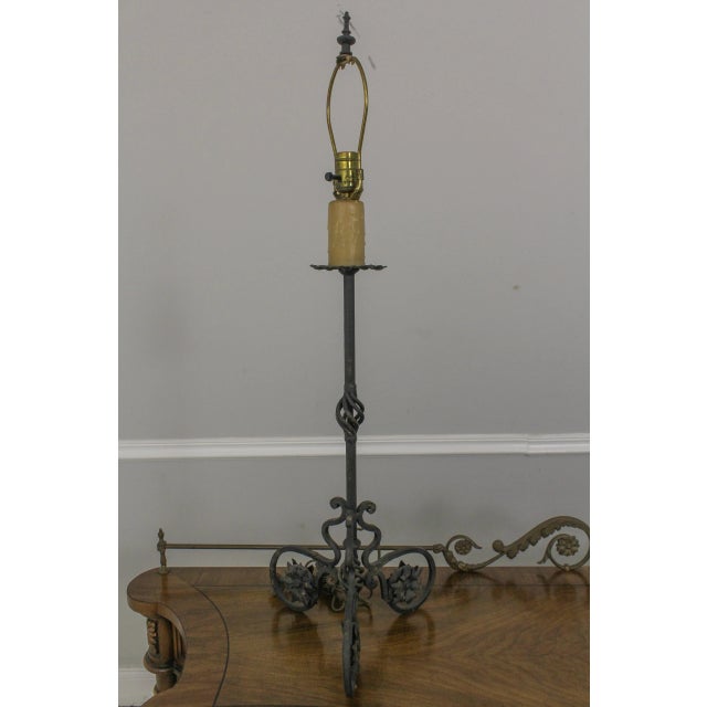 1960s Wrought Iron Candlestick Style Table Lamp For Sale - Image 12 of 12