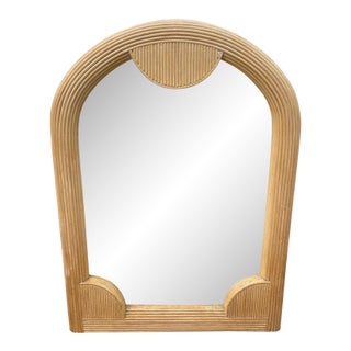 1980s Coastal Deco Revival Pencil Reed Wall Mirror For Sale