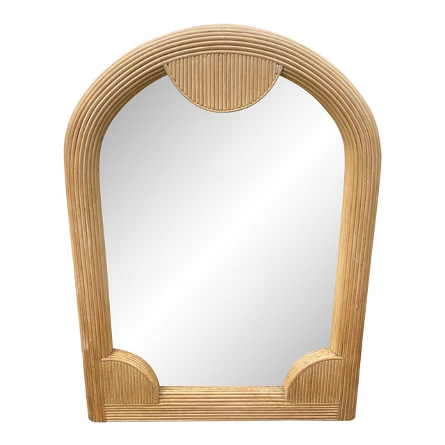 1980s Coastal Deco Revival Pencil Reed Wall Mirror For Sale