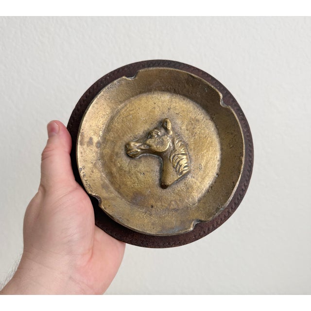 Italian Bronze & Leather Equestrian Ashtray Catchall For Sale - Image 10 of 10