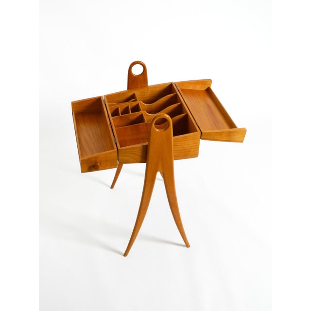 Vintage Ash Wood Sewing Box Table, 1950s For Sale - Image 10 of 18